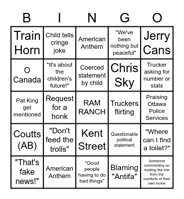 FREEDOM CONVOY ZELLO BINGO Card
