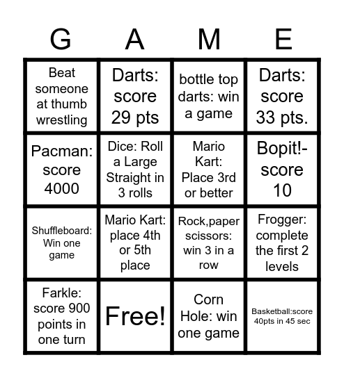 Super Bowl Bingo Card