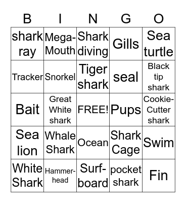 Shark Week Bingo Card