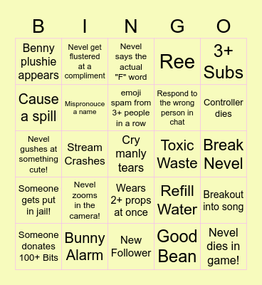 NEVELATION7 BINGO Card