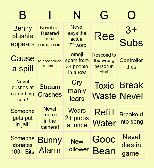 NEVELATION7 BINGO Card