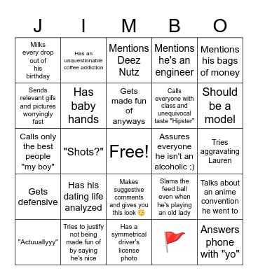 Jimothy Bingo Card