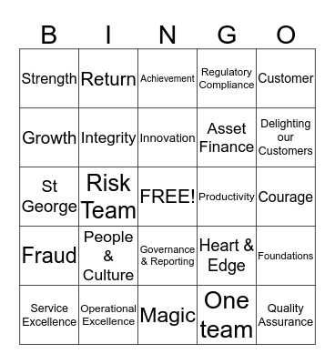 Asset Bingo Card