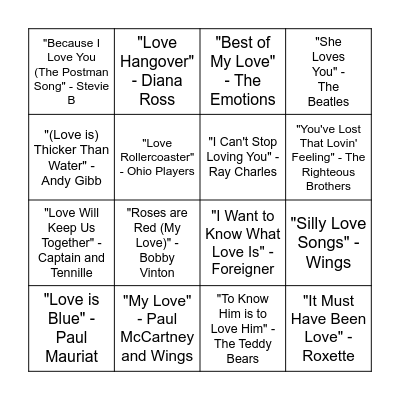 Top Billboard Hit Bingo Card