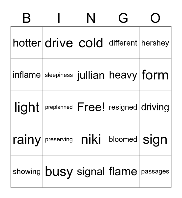 purple lesson bingo 60-64 Bingo Card