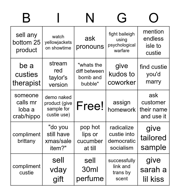 saturday basics bingo Card