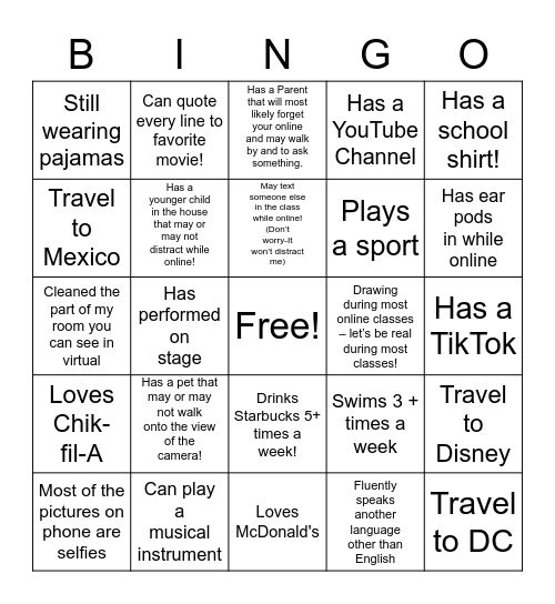 Building Relationship Bingo Card