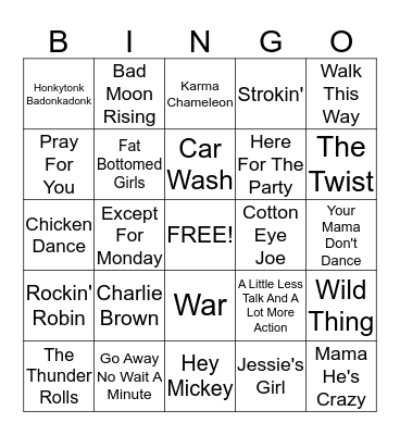 20th Anniversary Music Bingo Card