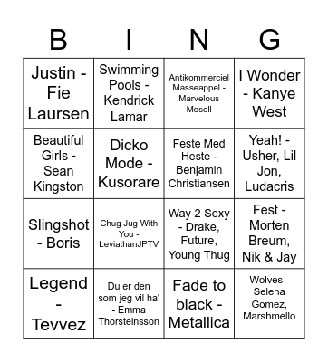 Musikbingo Card