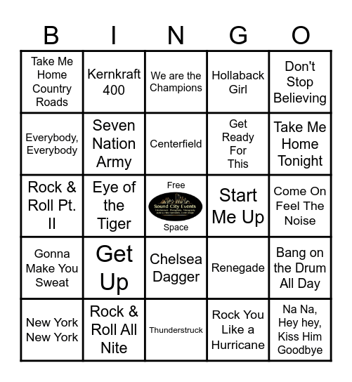 The Stones Stadium Anthems Bingo Card