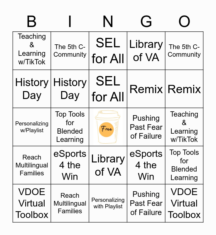 Ed Tech Sip and Share Bingo Card