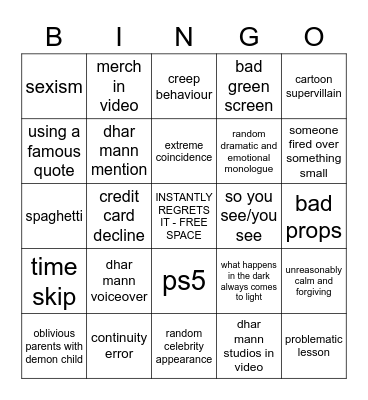 dhar mann Bingo Card