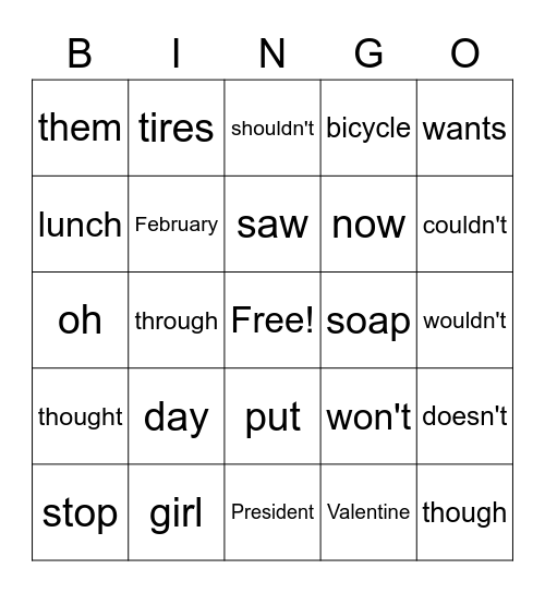 Asher's Bingo Card