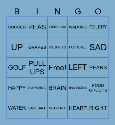 HEALTH AND WELLNESS Bingo Card