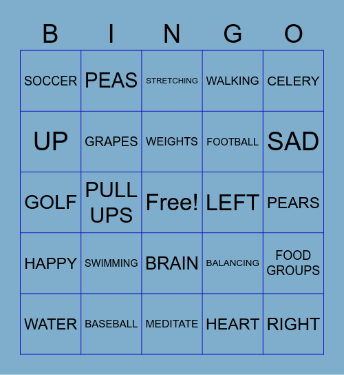 HEALTH AND WELLNESS Bingo Card