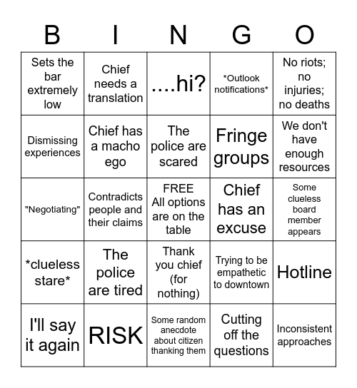 City of Ottawa Update Bingo Card