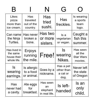 Find Someone Who... Bingo Card