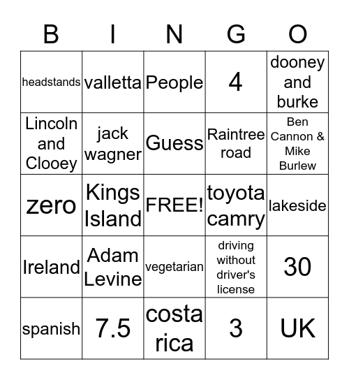 Alyssa Bingo Card