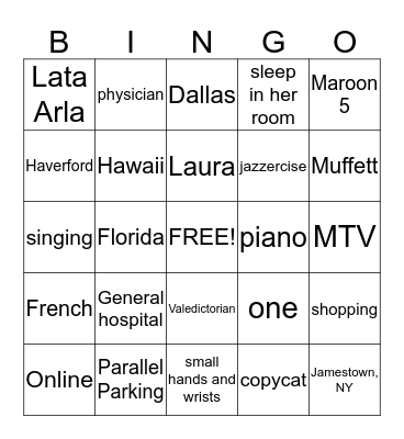 Alyssa Bingo Card