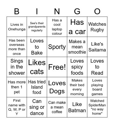 Ice Breaker Bingo Card