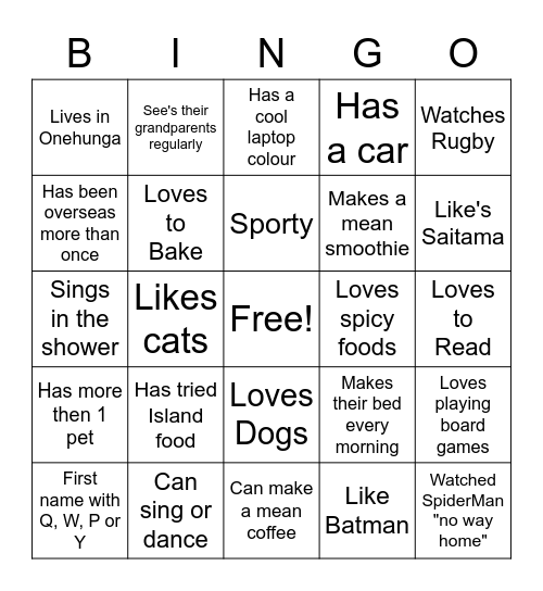 Ice Breaker Bingo Card