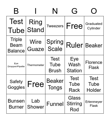 Lab Equipment Bingo Card