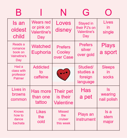 Speed Friending Bingo Card