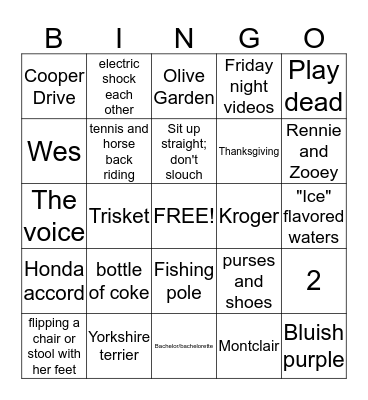 Alyssa Bingo Card