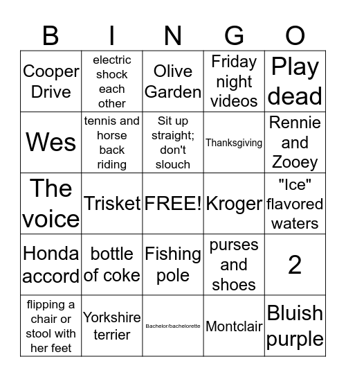 Alyssa Bingo Card