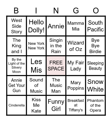 Best of Broadway Bingo Card