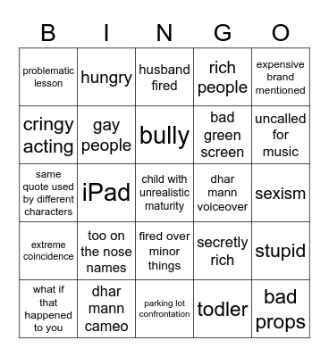 Dhar Mann Bingo Card