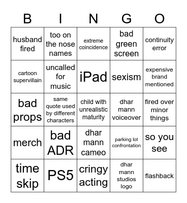 Dhar Mann 1 Bingo Card