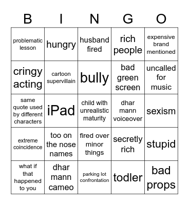 Dhar Mann Bingo Card