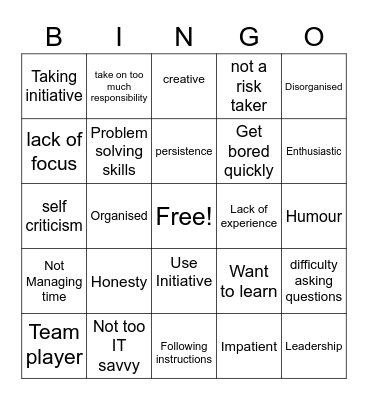 Strengths and Challenges Bingo Card