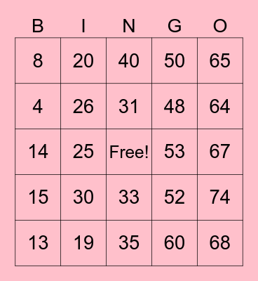 STRIDES Valentines Bingo Card