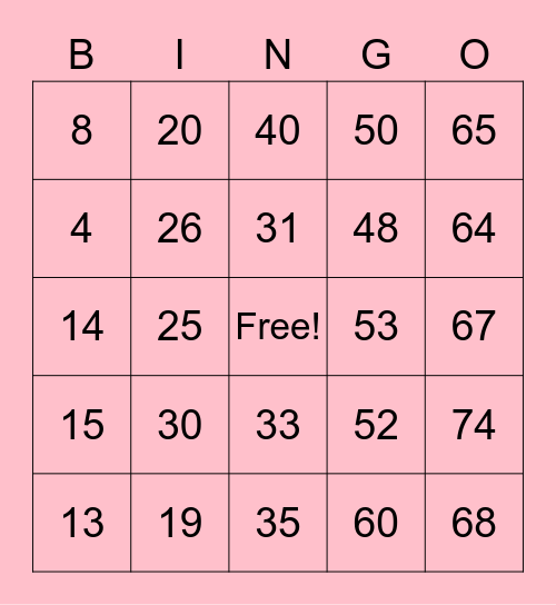 STRIDES Valentines Bingo Card