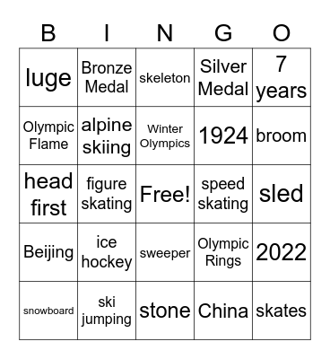 Winter Olympics 2022 Bingo Card