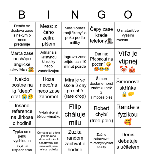 Liblice 1.E Bingo Card