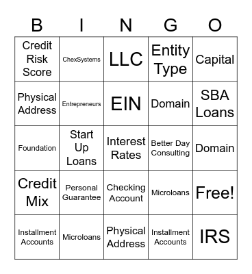 Better Day Consulting Bingo Card
