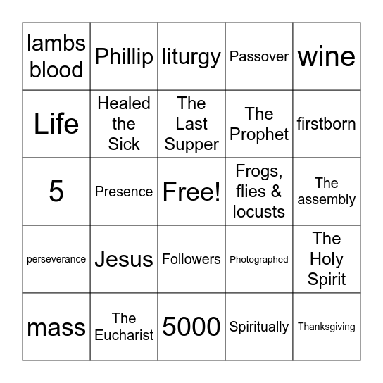 The New Passover Bingo Card