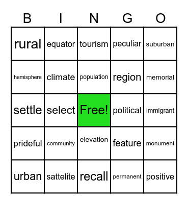 Vocabuly C-1 Review 1 Bingo Card