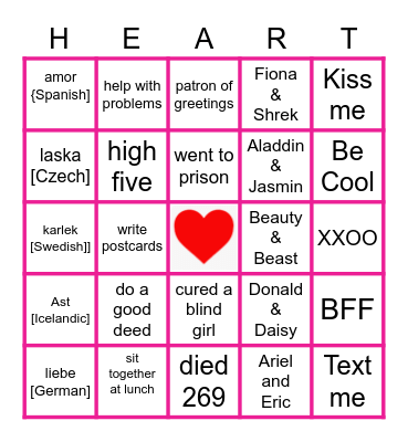 Valentine's Day Bingo for Miss Cavanaugh's Class Bingo Card