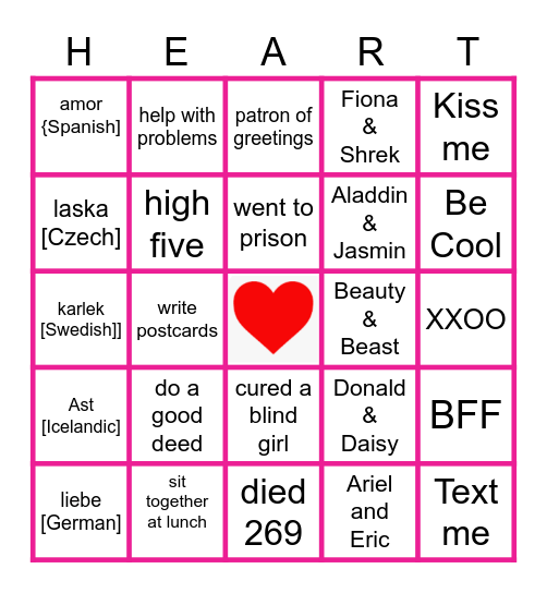 Valentine's Day Bingo for Miss Cavanaugh's Class Bingo Card