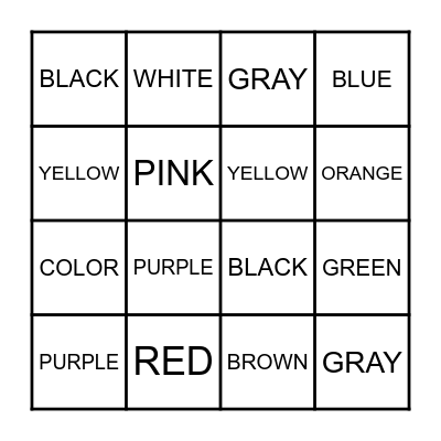 COLORS Bingo Card