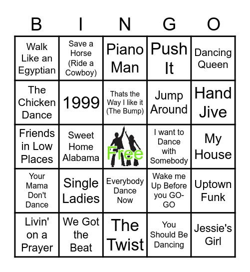 Dance! Sing! Clap! Bingo Card