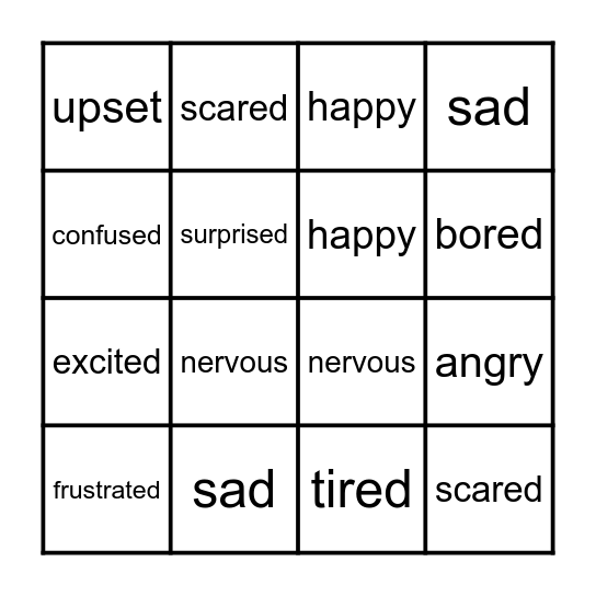 FEELINGS Bingo Card