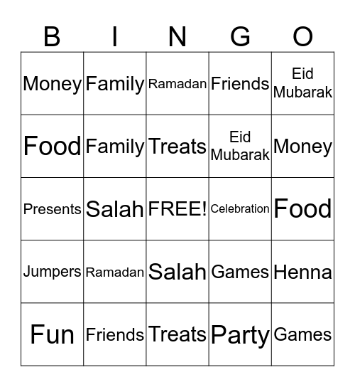 Eid MuBingo! Bingo Card