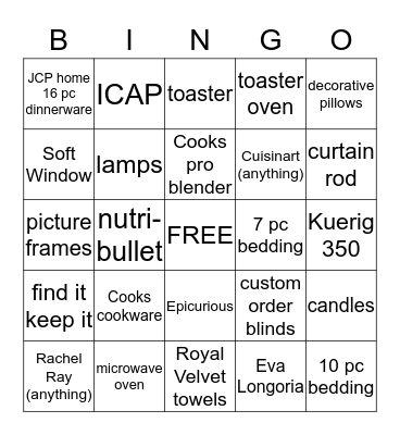 Home Event Bingo Card