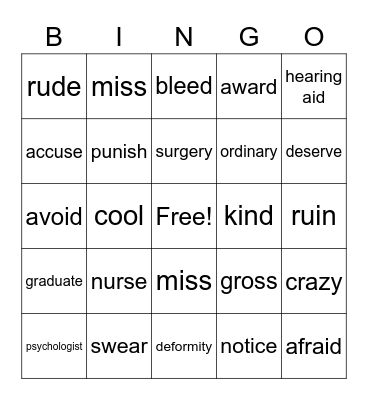 Wonder Bingo Card