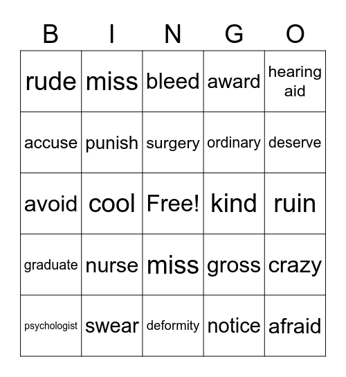Wonder Bingo Card